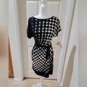 Black & Cream Polka-Dot Dress